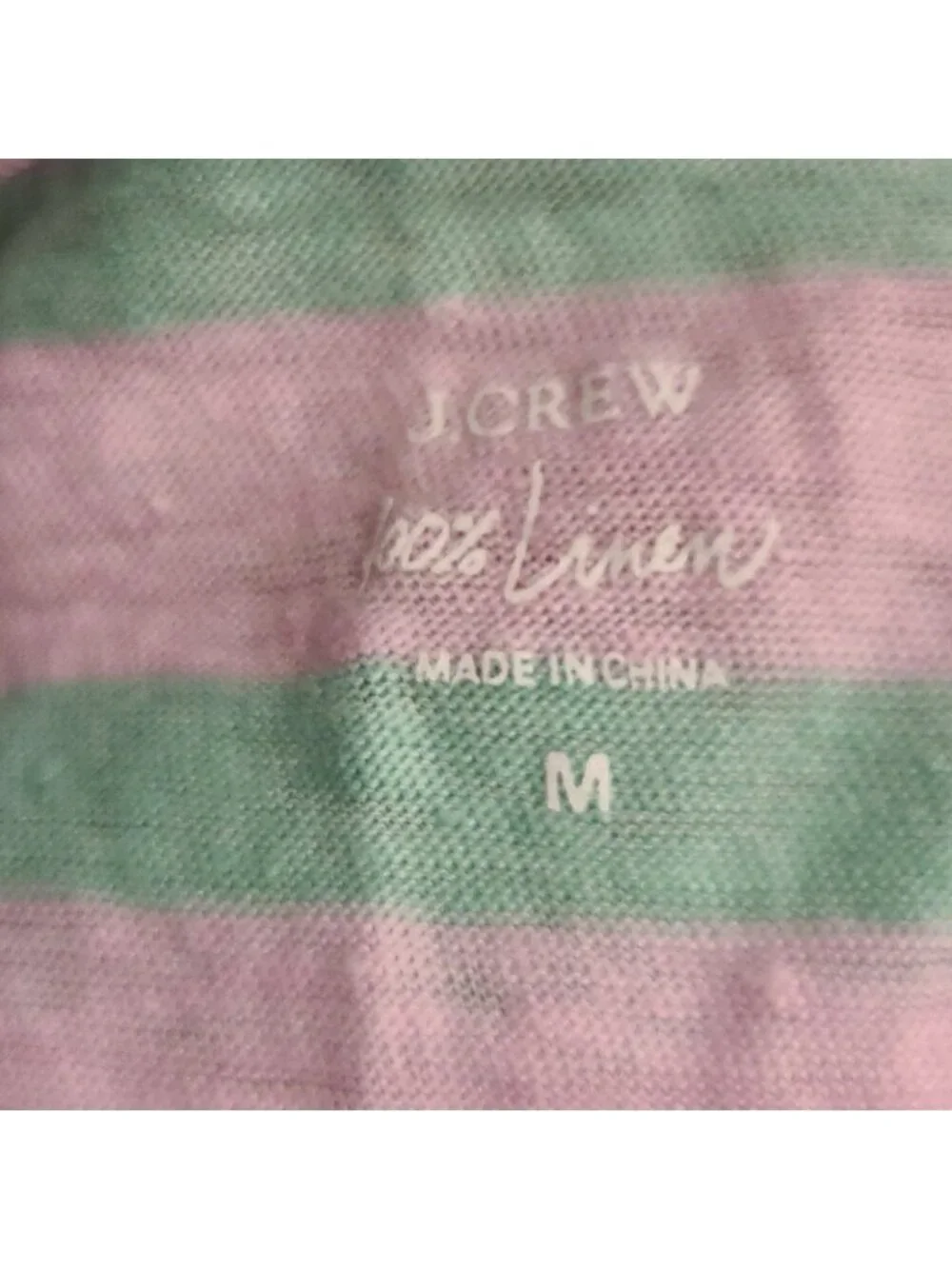 J crew  pink & green 100% lined striped ts…